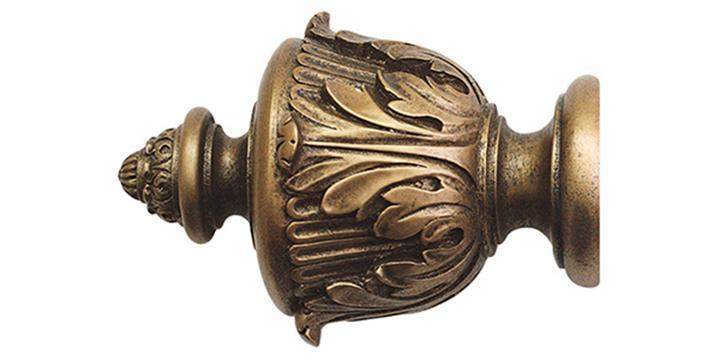 Jones Florentine 50mm Antique Gold Curtain Pole Acanthus Finial - Curtain Poles Emporium
