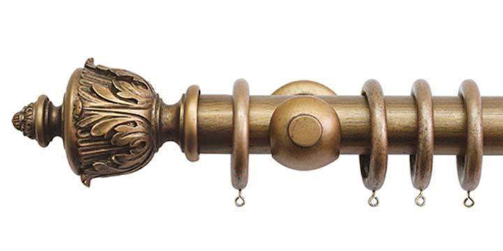 Jones Florentine 50mm Antique Gold Curtain Pole Acanthus Finial - Curtain Poles Emporium