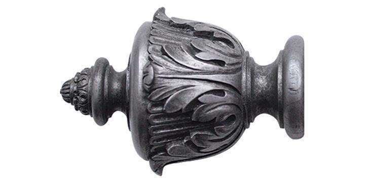 Jones Florentine 50mm Pewter Curtain Pole Acanthus Finial - Curtain Poles Emporium
