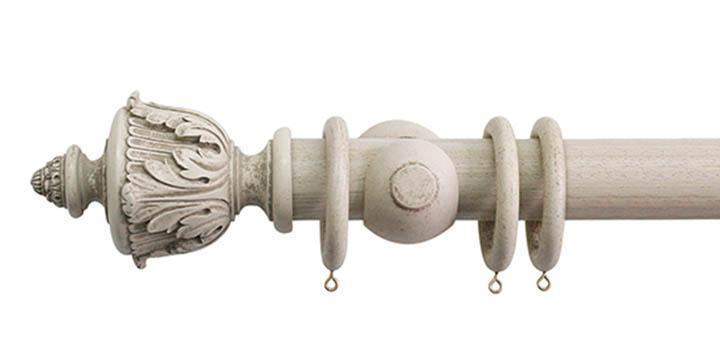 Jones Florentine 50mm Putty Curtain Pole Acanthus Finial - Curtain Poles Emporium