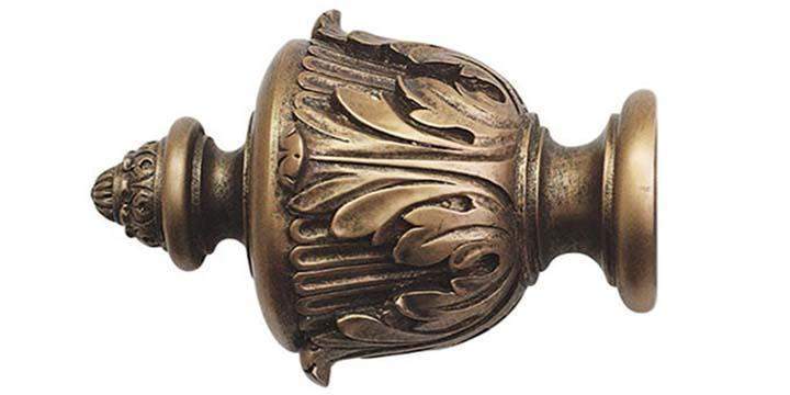 Jones Grande 63mm Antique Gold Curtain Pole Acanthus Finial - Curtain Poles Emporium