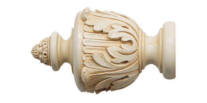 Jones Grande 63mm Ivory Curtain Pole Acanthus Finial - Curtain Poles Emporium