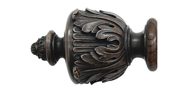 Jones Grande 63mm Oak Curtain Pole Acanthus Finial - Curtain Poles Emporium