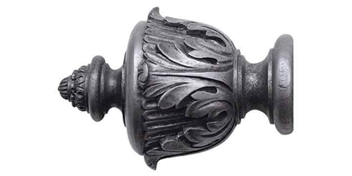 Jones Grande 63mm Pewter Curtain Pole Acanthus Finial - Curtain Poles Emporium