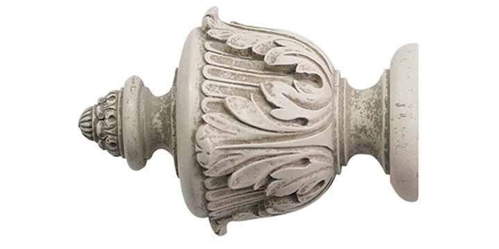 Jones Grande 63mm Putty Curtain Pole with Acanthus Finial - Curtain Poles Emporium