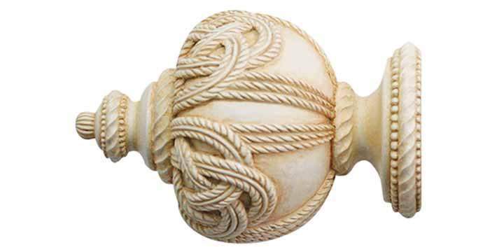Jones Grande 63mm Ivory Curtain Pole Rope Finial - Curtain Poles Emporium