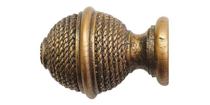 Jones Hardwick 40mm Antique Gold Curtain Pole Woven Finial - Curtain Poles Emporium
