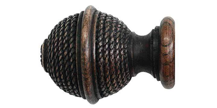 Jones Hardwick 40mm Oak Curtain Pole Woven Finial - Curtain Poles Emporium