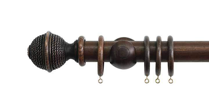 Jones Hardwick 40mm Oak Curtain Pole Woven Finial - Curtain Poles Emporium
