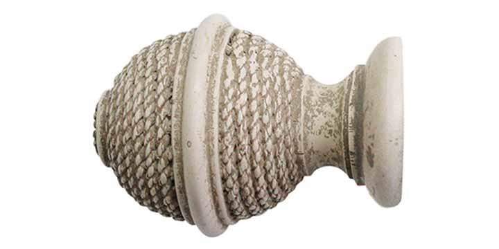 Jones Hardwick 40mm Putty Curtain Pole Woven Finial - Curtain Poles Emporium