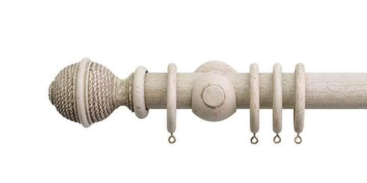 Jones Hardwick 40mm Putty Curtain Pole Woven Finial - Curtain Poles Emporium