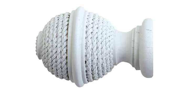 Jones Seychelles 40mm Mist Curtain Pole Woven Rope Finial - Curtain Poles Emporium