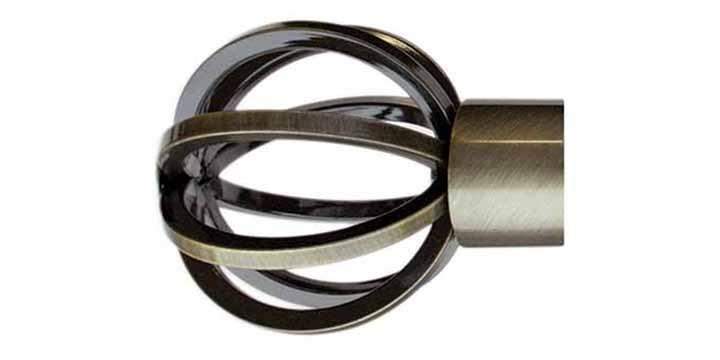 Jones Lunar 28mm Burnished Brass Curtain Pole Cage finial - Curtain Poles Emporium