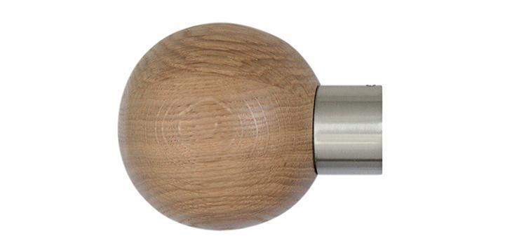 Jones Lunar 28mm Oak Curtain Pole Sphere finial - Curtain Poles Emporium