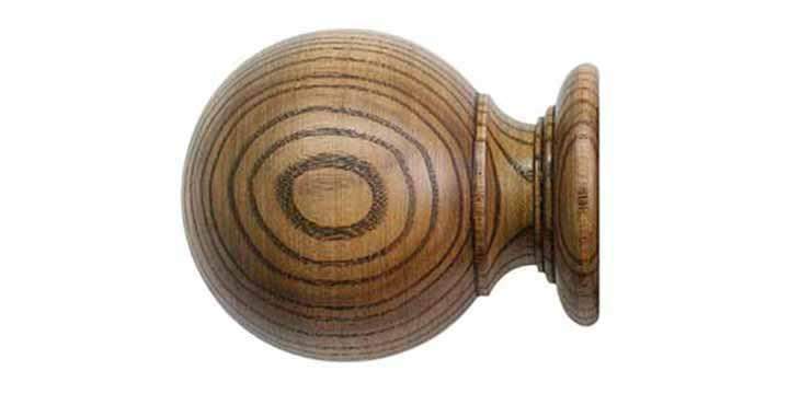 Jones Oakham 50mm Light Oak Curtain Pole Ball Finial - Curtain Poles Emporium