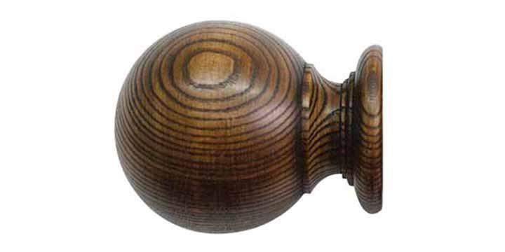 Jones Oakham 50mm Mid Oak Curtain Pole Ball Finial - Curtain Poles Emporium