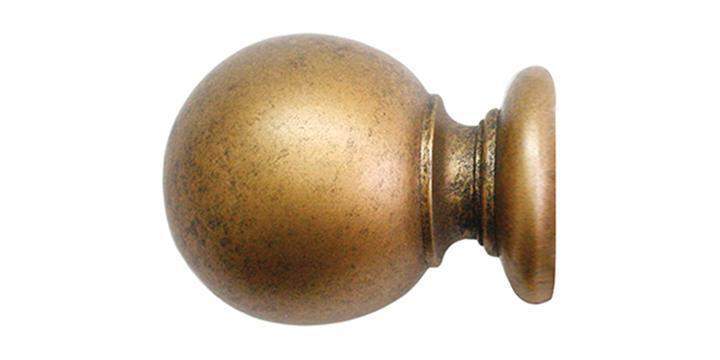 Jones Florentine 50mm Antique Gold Curtain Pole Ball Finial - Curtain Poles Emporium
