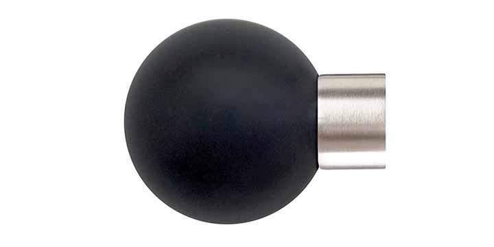 Jones Interiors Strand 35mm Matt Nickel Curtain Pole Charcoal Painted Finial - Curtain Poles Emporium
