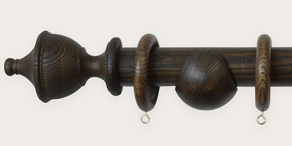 Laura Ashley 35mm Haywood Dark Chestnut Wooden Curtain Pole Urn Finial