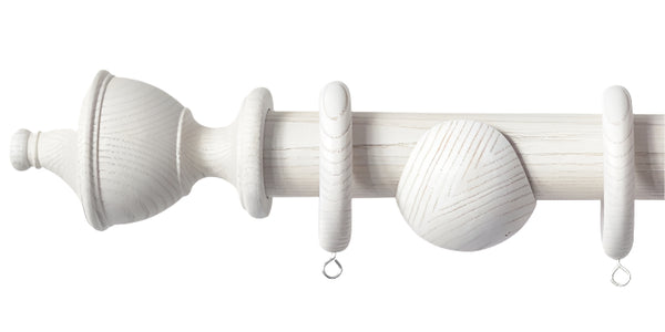 Laura Ashley 35mm Haywood White Wooden Curtain Pole Urn Finial