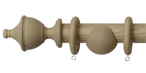Laura Ashley 35mm Haywood Washed Oak Wooden Curtain Pole Urn Finial