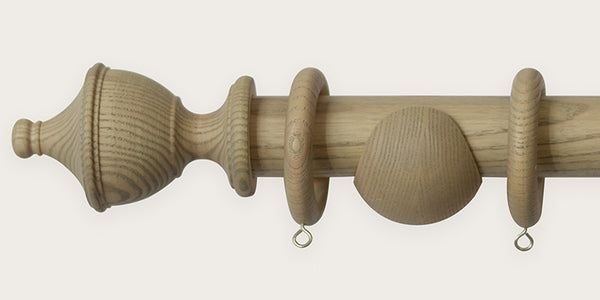 Laura Ashley 35mm Haywood Washed Oak Wooden Curtain Pole Urn Finial