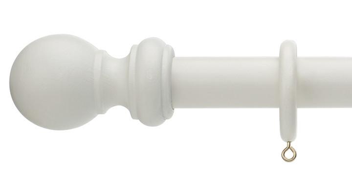 Hallis Honister 28mm Linen White Wooden Curtain Pole - Curtain Poles Emporium