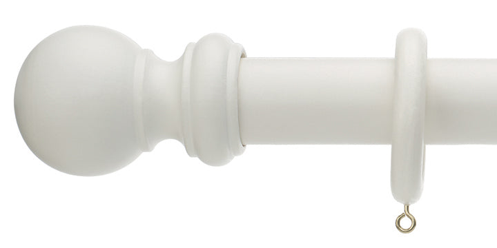 Hallis Honister 35mm Linen White Wooden Curtain Pole - Curtain Poles Emporium