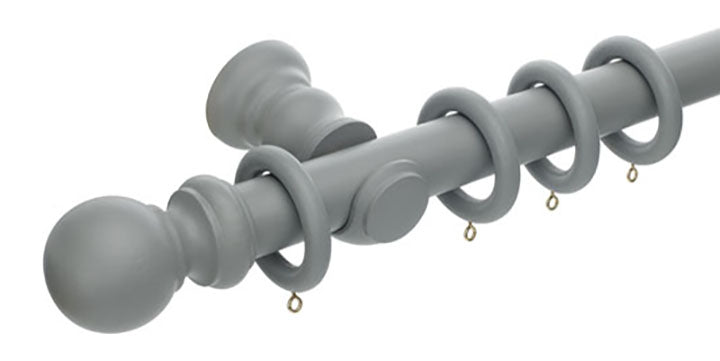 Hallis Honister 35mm Pale Slate Wooden Curtain Pole - Curtain Poles Emporium