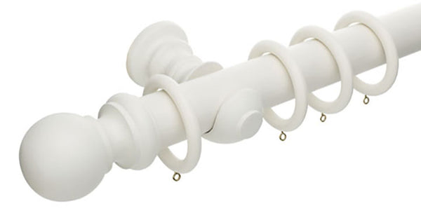 Hallis Honister 50mm Linen White Wooden Curtain Pole - Curtain Poles Emporium