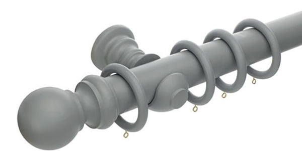 Hallis Honister 50mm Pale Slate Wooden Curtain Pole - Curtain Poles Emporium