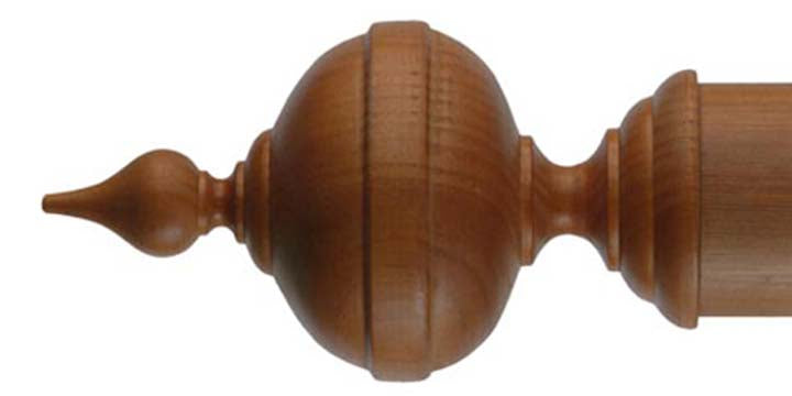 Byron & Byron 67mm Classic Wood Curtain Pole Antique Pine Heathcote Finial - Curtain Poles Emporium