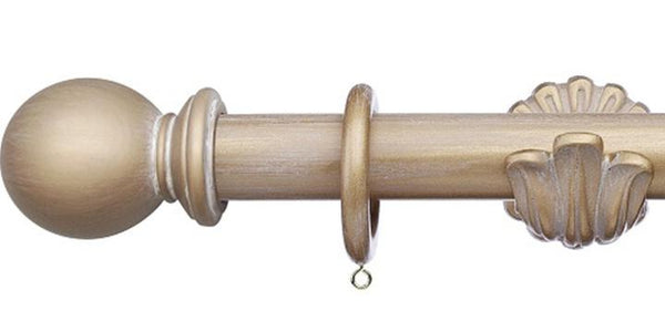 Integra 35mm Masterpiece Ornate Bracket Ball Finial Cream Gold Curtain Pole - Curtain Poles Emporium