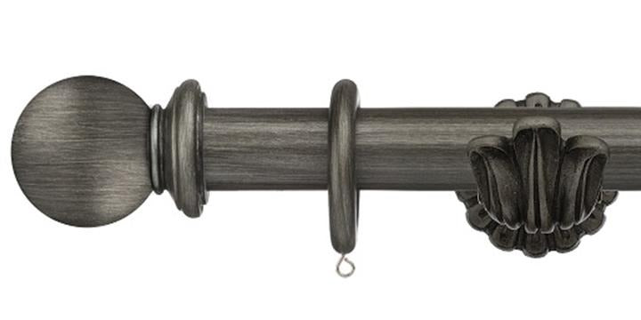 Integra 35mm Masterpiece Ornate Bracket Ball Finial Pewter Curtain Pole - Curtain Poles Emporium