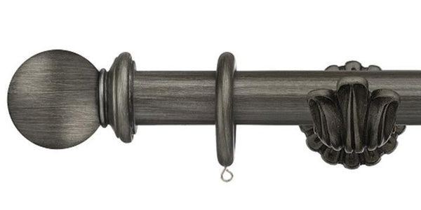 Integra 35mm Masterpiece Ornate Bracket Ball Finial Pewter Curtain Pole - Curtain Poles Emporium