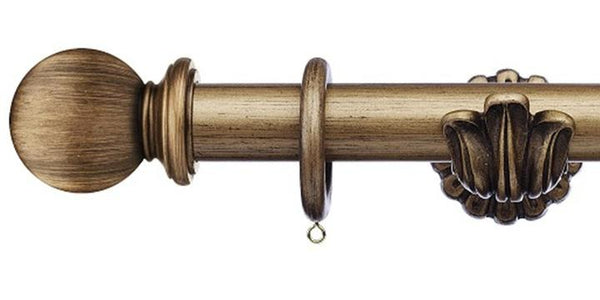 Integra Masterpiece Ornate Bracket Black Gold 50mm Curtain Pole Ball Finial - Curtain Poles Emporium