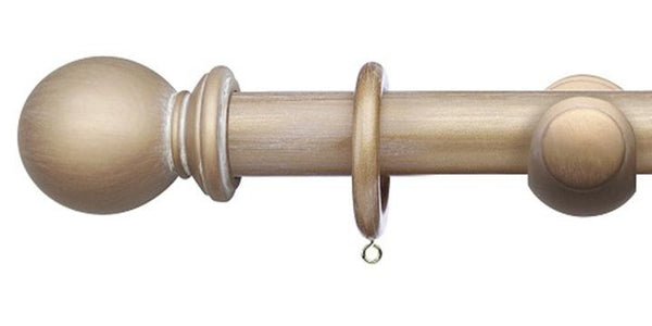 Integra 35mm Masterpiece Ball Finial Cream Gold Curtain Pole - Curtain Poles Emporium