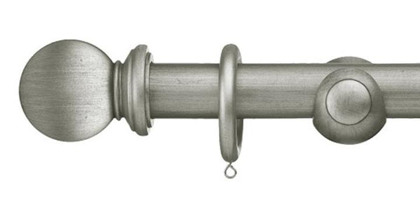 Integra 35mm Masterpiece Ball Finial Antique Silver Curtain Pole - Curtain Poles Emporium