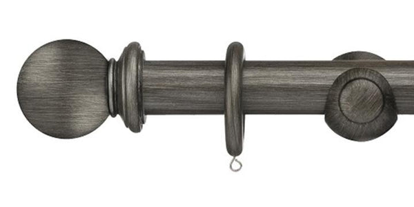 Integra 35mm Masterpiece Ball Finial Pewter Curtain Pole - Curtain Poles Emporium