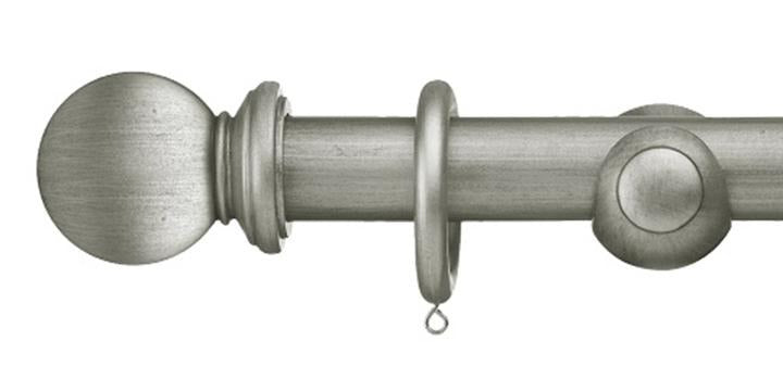Integra Masterpiece Antique Silver 50mm Curtain Pole Ball Finial - Curtain Poles Emporium
