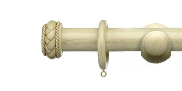 Integra Masterpiece Collection Distressed Cream 35mm Curtain Pole Byzantine Finial - Curtain Poles Emporium