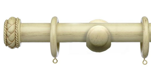 Integra Masterpiece Collection Distressed Cream 50mm Curtain Pole Byzantine Finial - Curtain Poles Emporium