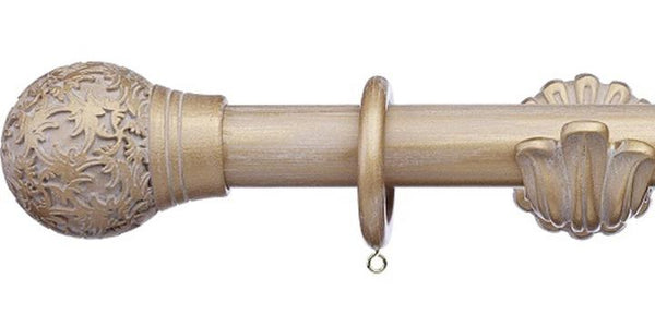 Integra Masterpiece Ornate Cream Gold 35mm Curtain Pole Chantilly Finial - Curtain Poles Emporium