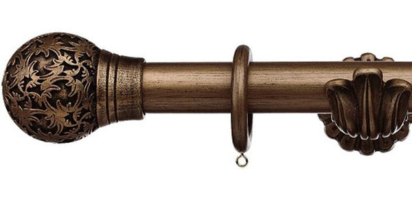 Integra Masterpiece Ornate Burnished Bronze 35mm Curtain Pole Chantilly Finial - Curtain Poles Emporium