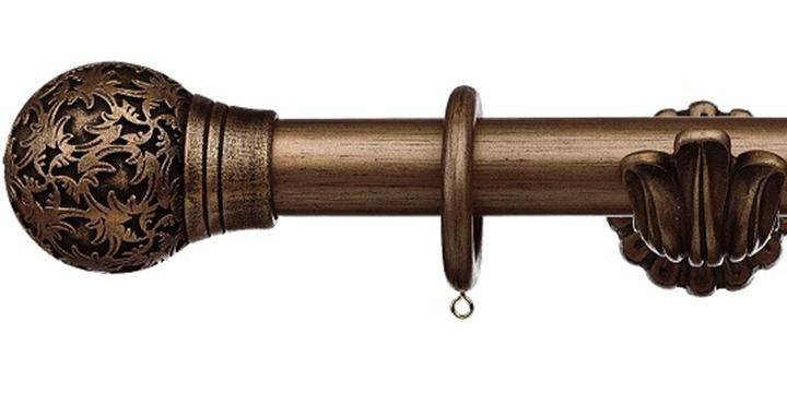 Integra Masterpiece Ornate Burnished Bronze 35mm Curtain Pole Chantilly Finial - Curtain Poles Emporium