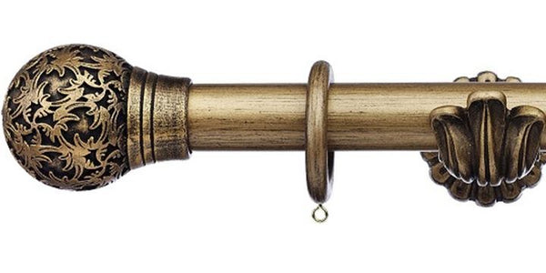 Integra Masterpiece Ornate Black Gold 35mm Curtain Pole Chantilly Finial - Curtain Poles Emporium