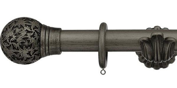 Integra Masterpiece Ornate Bracket Pewter 50mm Curtain Pole Chantilly Finial - Curtain Poles Emporium