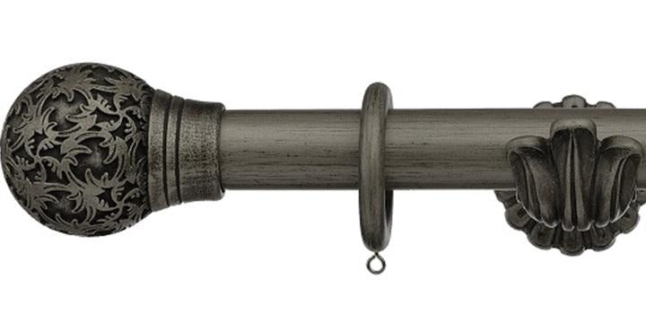 Integra Masterpiece Ornate Bracket Pewter 50mm Curtain Pole Chantilly Finial - Curtain Poles Emporium
