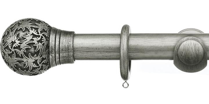Integra Masterpiece Collection Antique Silver 35mm Curtain Pole Chantilly Finial - Curtain Poles Emporium