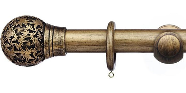 Integra Masterpiece Collection Black Gold 35mm Curtain Pole Chantilly Finial - Curtain Poles Emporium